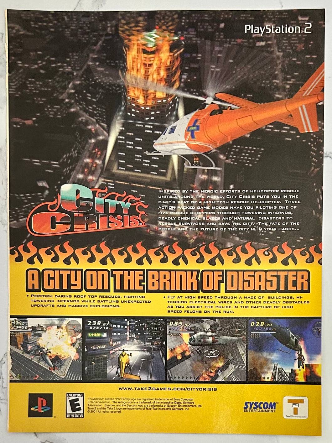 City Crisis - PS2 - Original Vintage Advertisement - Print Ads - Laminated A4 Poster