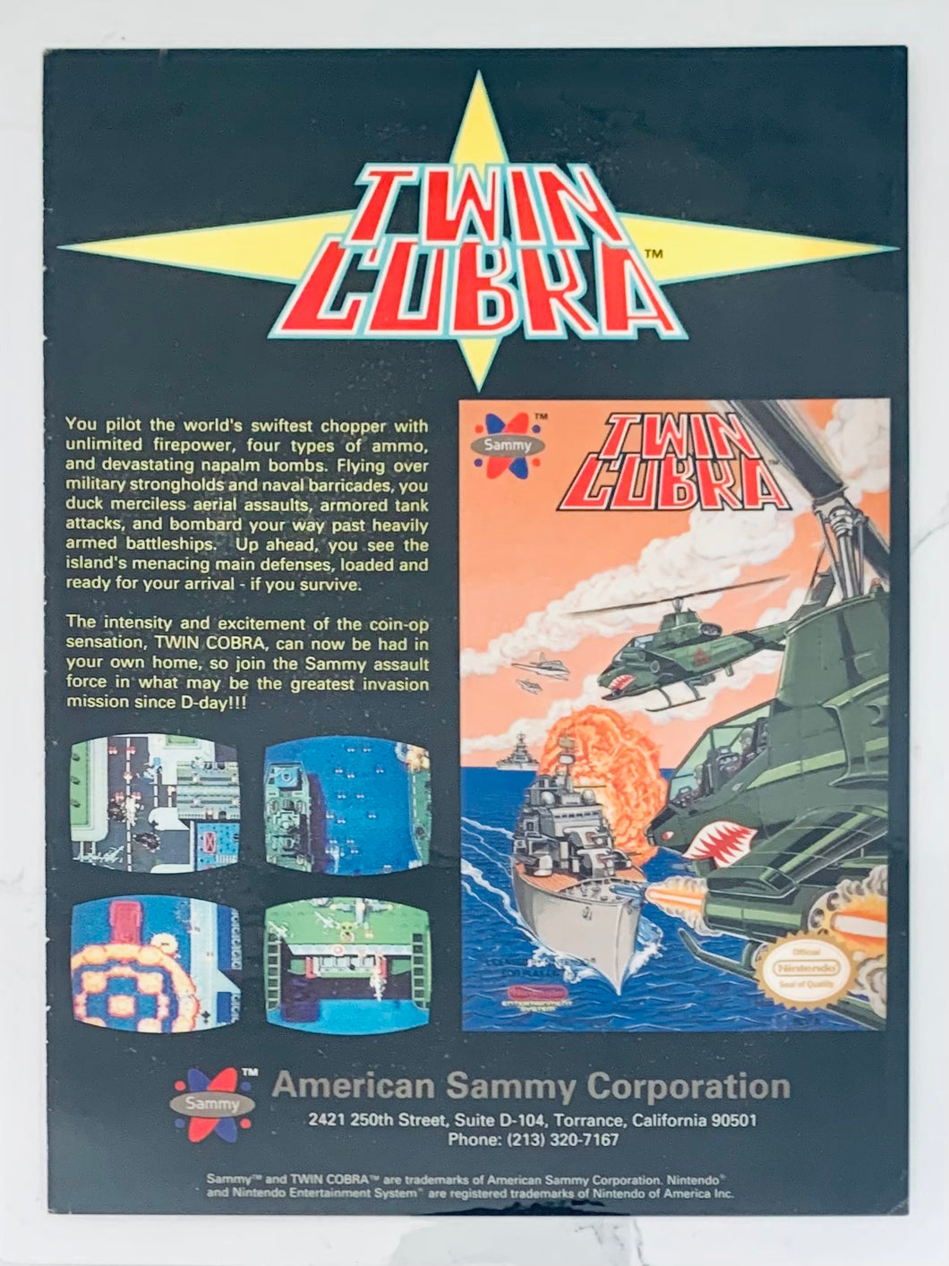Twin Cobra - Nintendo NES - Original Vintage Advertisement - Print Ads - Laminated A4 Poster