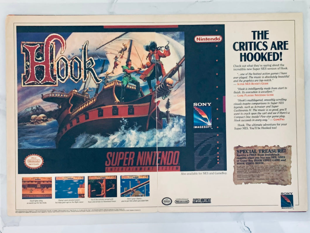 Hook - SNES - Original Vintage Advertisement - Print Ads - Laminated A3 Poster
