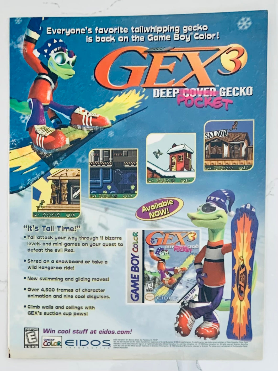 Gex 3: Deep Cover Gecko Pocket - GameBoy Color GBC - Original Vintage Advertisement - Print Ads - Laminated A4 Poster