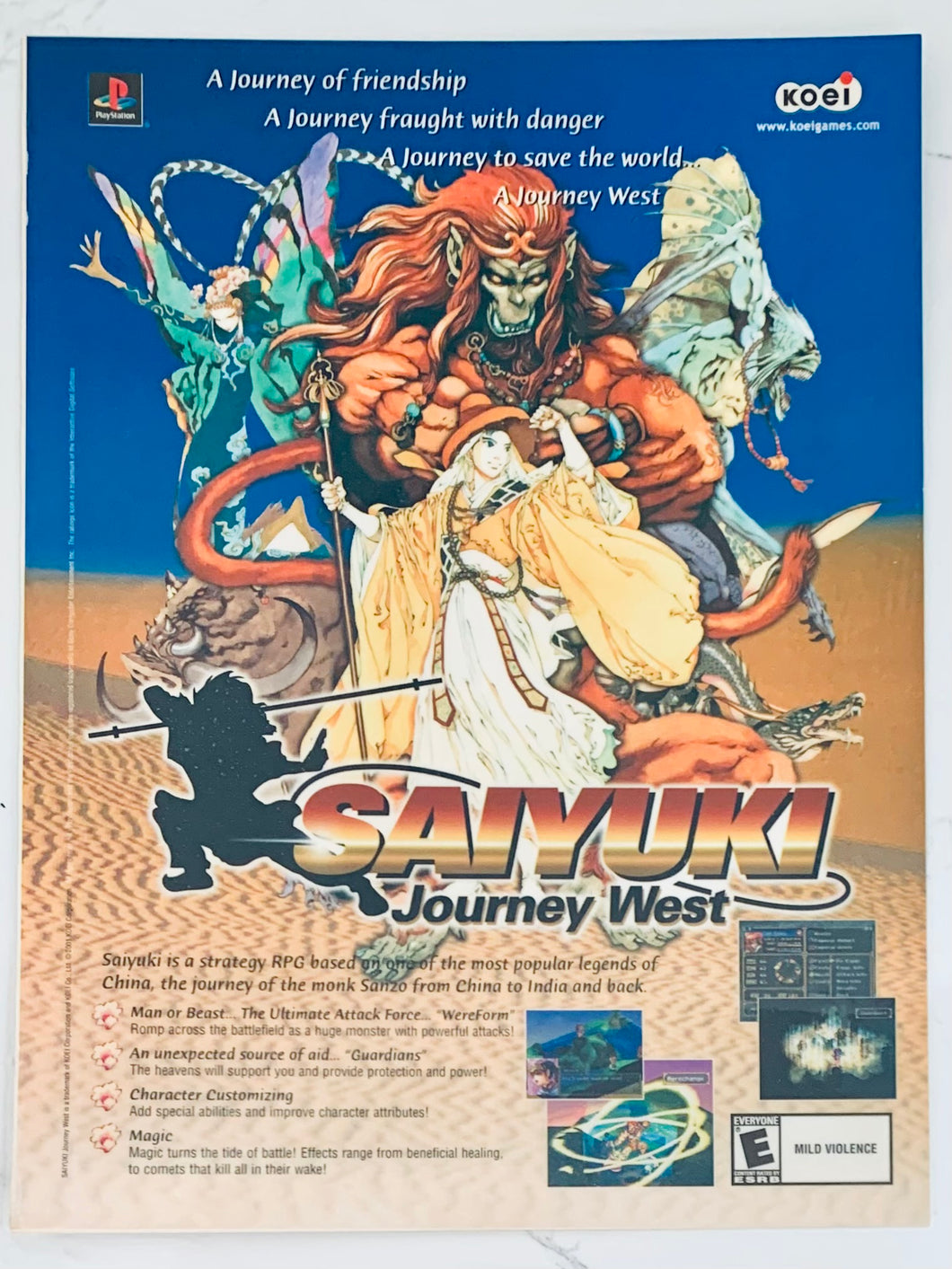 Saiyuki Journey West - PlayStation - Original Vintage Advertisement - Print Ads - Laminated A4 Poster