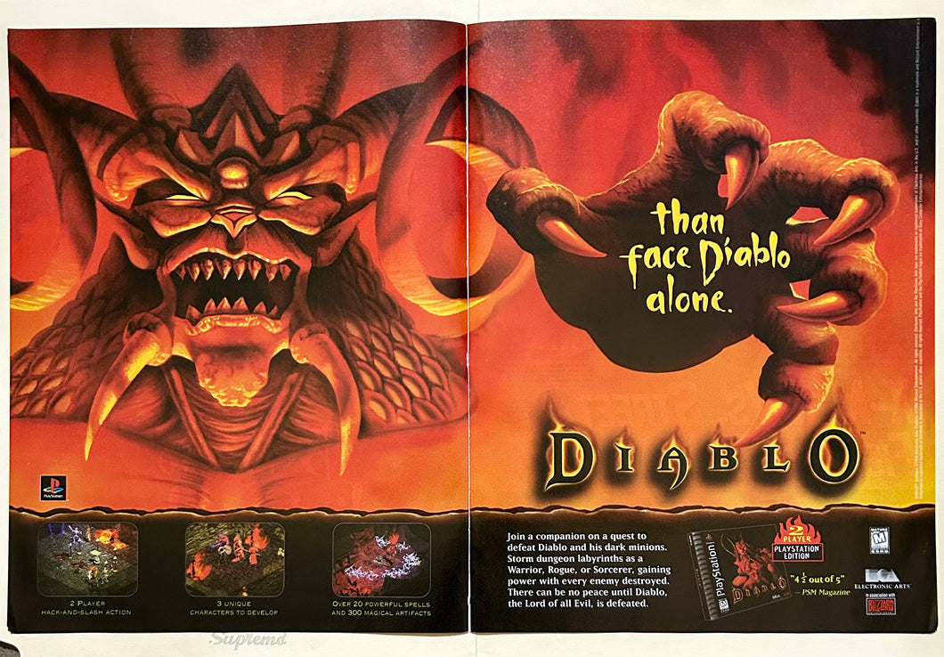 Diablo - PlayStation - Original Vintage Advertisement - Print Ads - Laminated A3 Poster