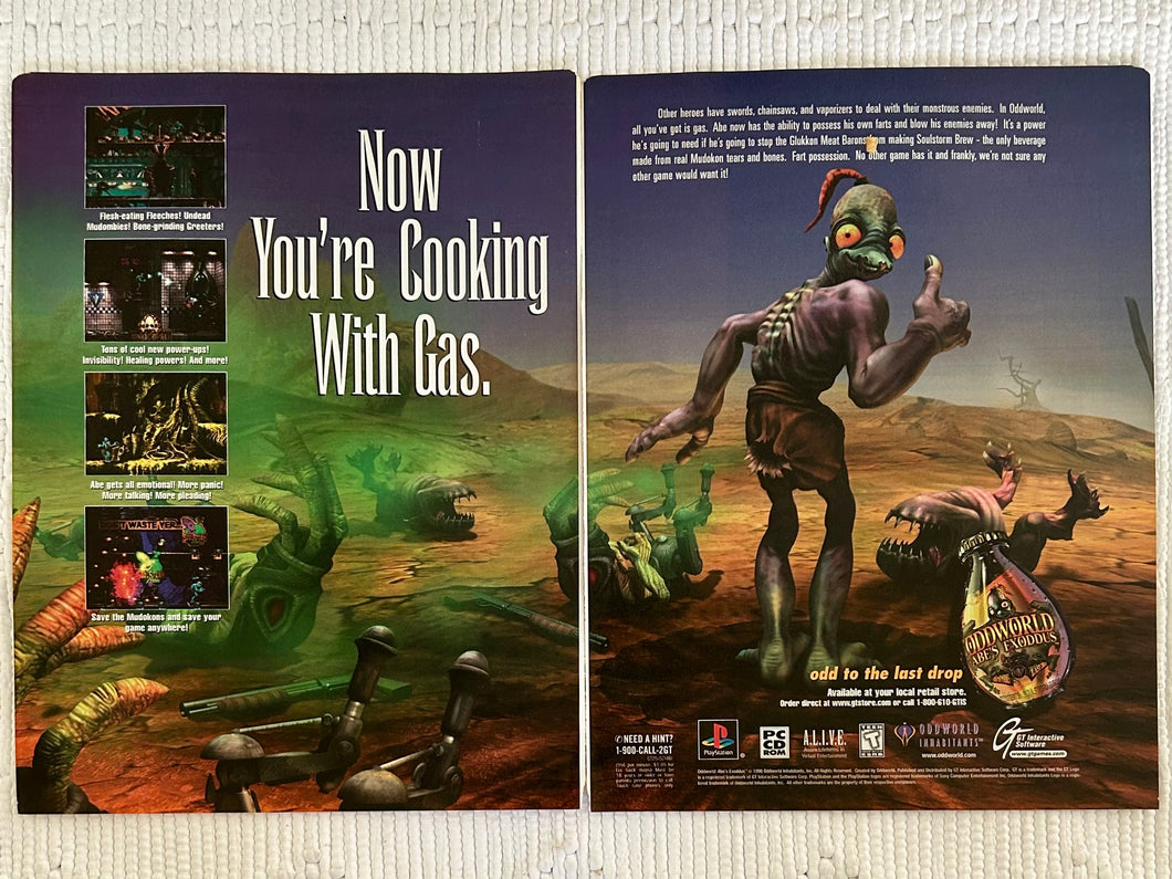 Oddworld: Abe's Exoddus - PlayStation PC - Original Vintage Advertisement - Print Ads - Laminated A3 Poster