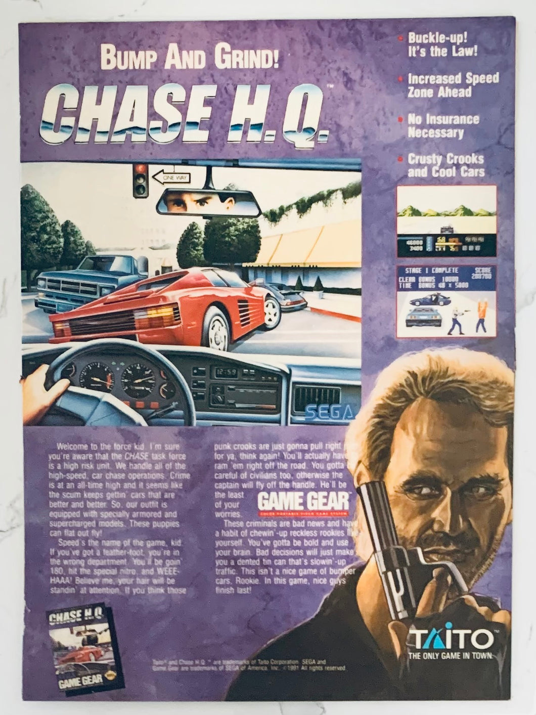 Chase H.Q. - Game Gear - Original Vintage Advertisement - Print Ads - Laminated A4 Poster