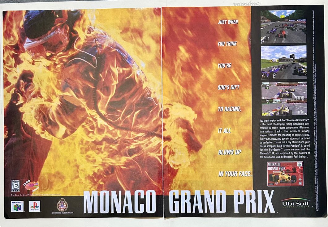 Monaco Grand Prix - PlayStation N64 - Original Vintage Advertisement - Print Ads - Laminated A3 Poster