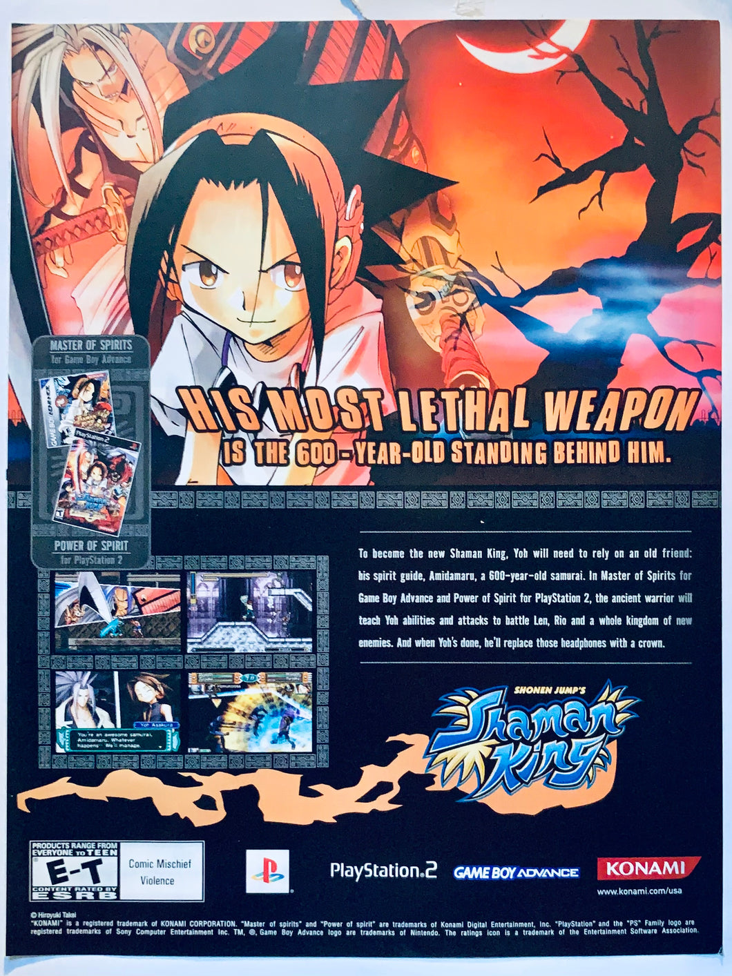 Shaman King - PS2 GBA - Original Vintage Advertisement - Print Ads - Laminated A4 Poster