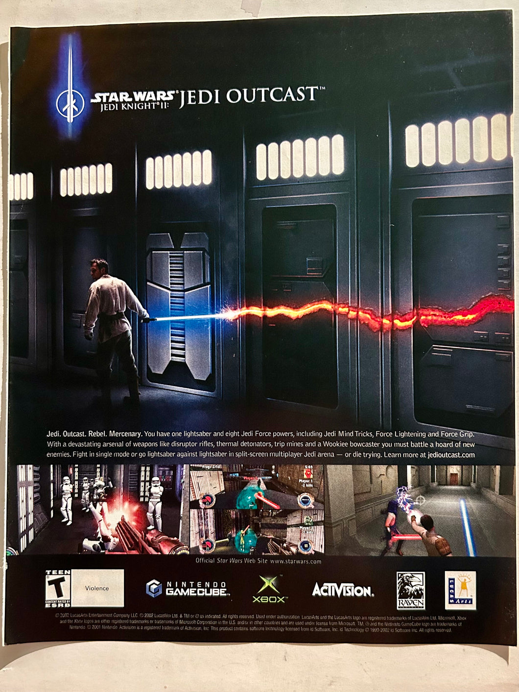 Star Wars Jedi Knight II: Jedi Outcast - Xbox NGC - Original Vintage Advertisement - Print Ads - Laminated A4 Poster