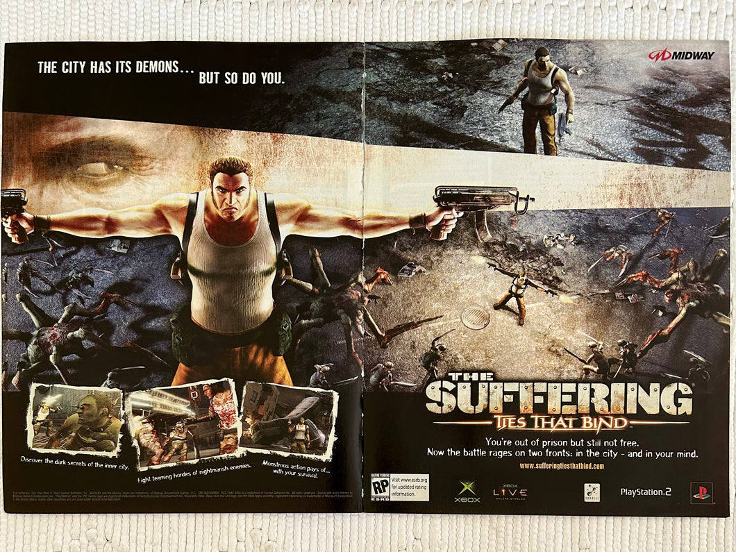 The Suffering: Ties That Bind - PS2 Xbox - Original Vintage Advertisement - Print Ads - Laminated A3 Poster