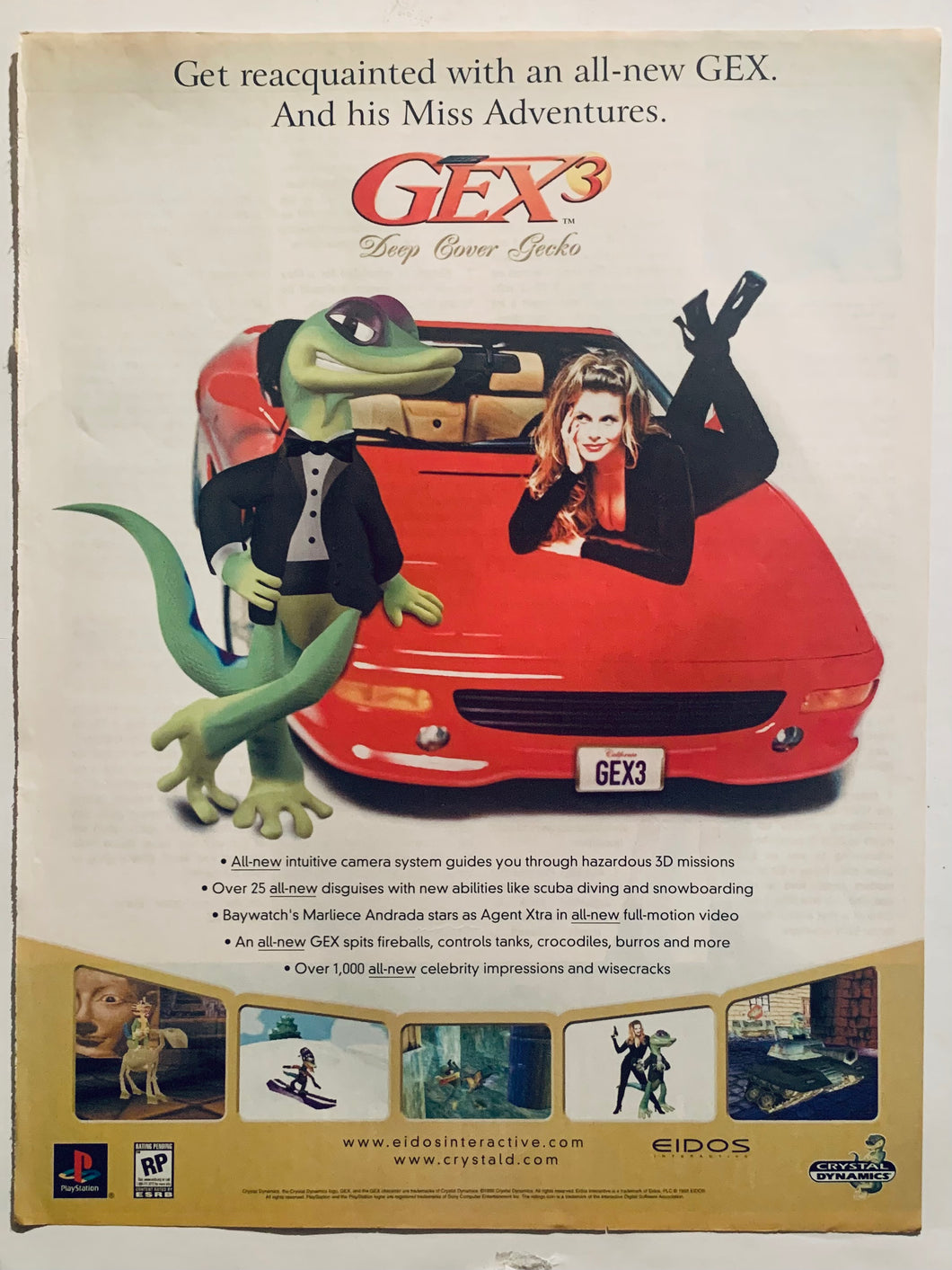 Gex 3: Deep Cover Gecko - PlayStation - Original Vintage Advertisement - Print Ads - Laminated A4 Poster