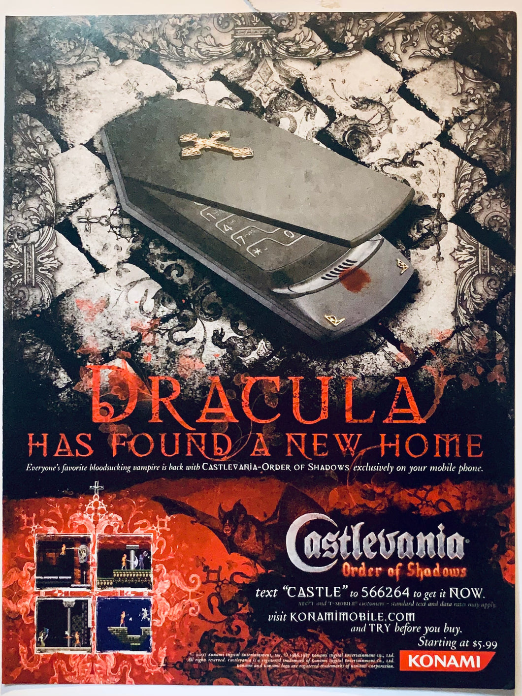 Castlevania: Order of Shadows - Mobile Phones - Original Vintage Advertisement - Print Ads - Laminated A4 Poster