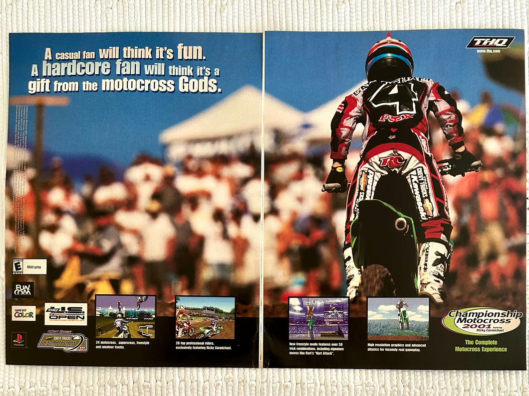 Championship Motocross 2001 Featuring Ricky Carmichael - PlayStation - Original Vintage Advertisement - Print Ads - Laminated A3 Poster