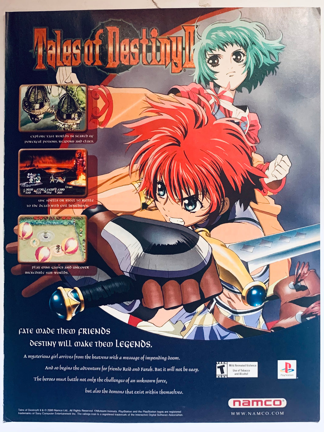 Tales of Destiny II - PlayStation - Original Vintage Advertisement - Print Ads - Laminated A4 Poster