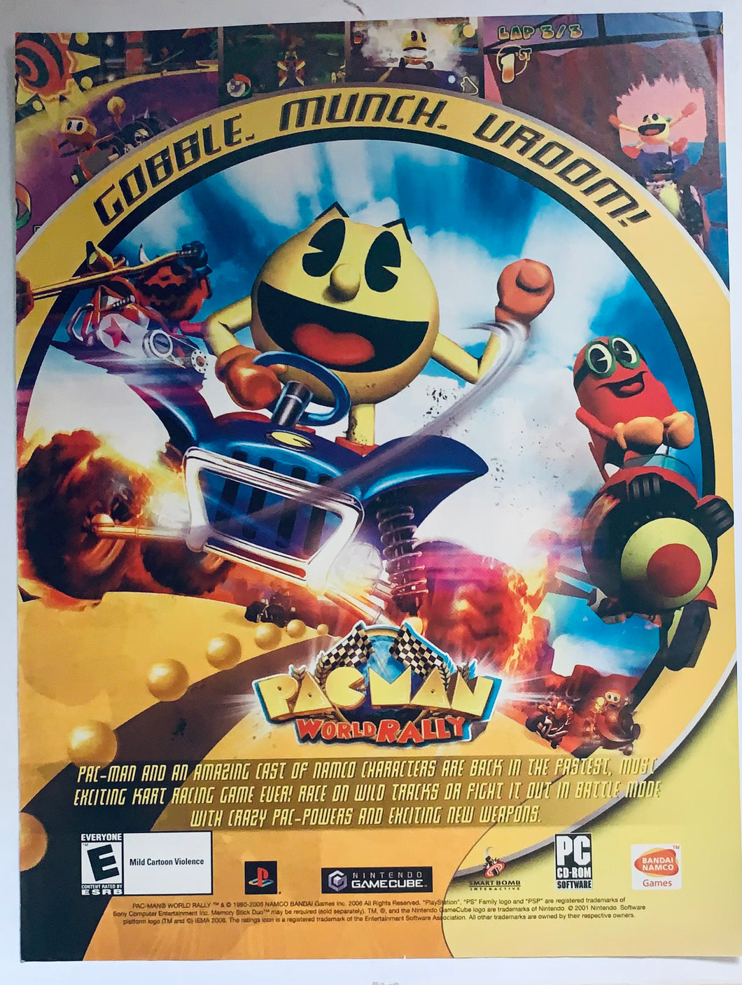 Pac-Man World Rally - PS2 NGC - Original Vintage Advertisement - Print Ads - Laminated A4 Poster