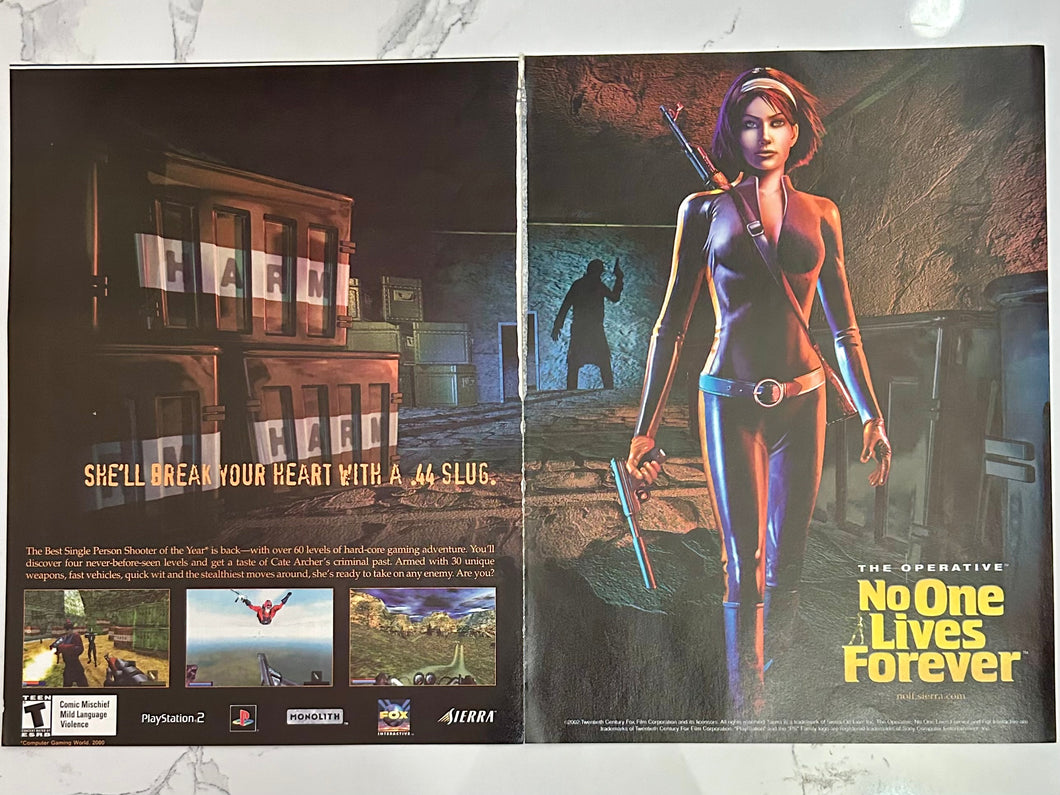 No One Lives Forever - PS2 - Original Vintage Advertisement - Print Ads - Laminated A3 Poster