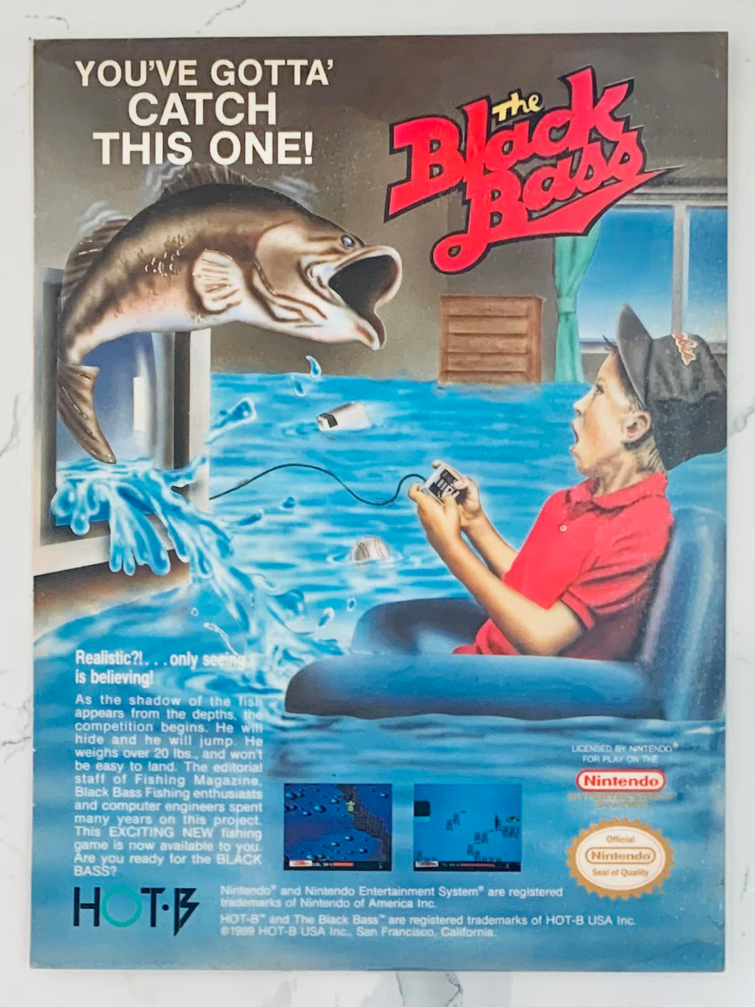 The Black Bass - NES - Original Vintage Advertisement - Print Ads - Laminated A4 Poster