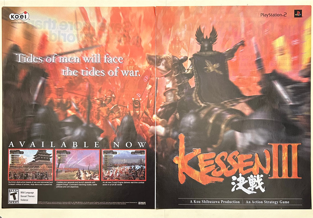 Kessen III - PS2 - Original Vintage Advertisement - Print Ads - Laminated A3 Poster