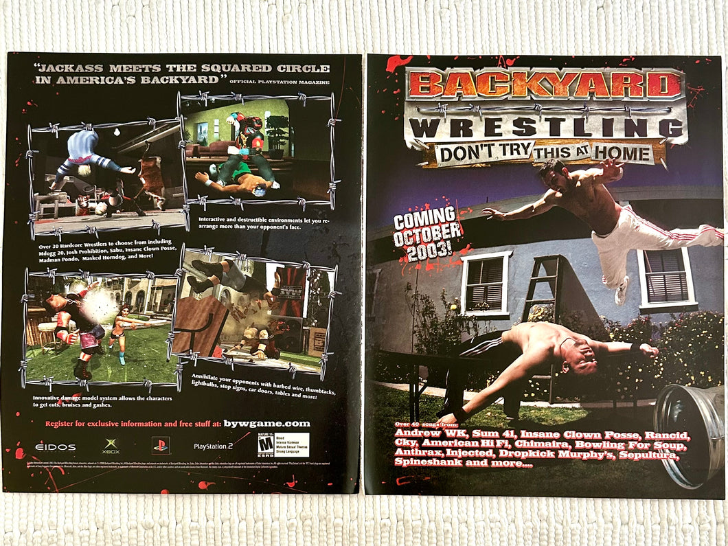 Backyard Wrestling: Don't Try This at Home - PS2 Xbox - Original Vintage Advertisement - Print Ads - Laminated A3 Poster