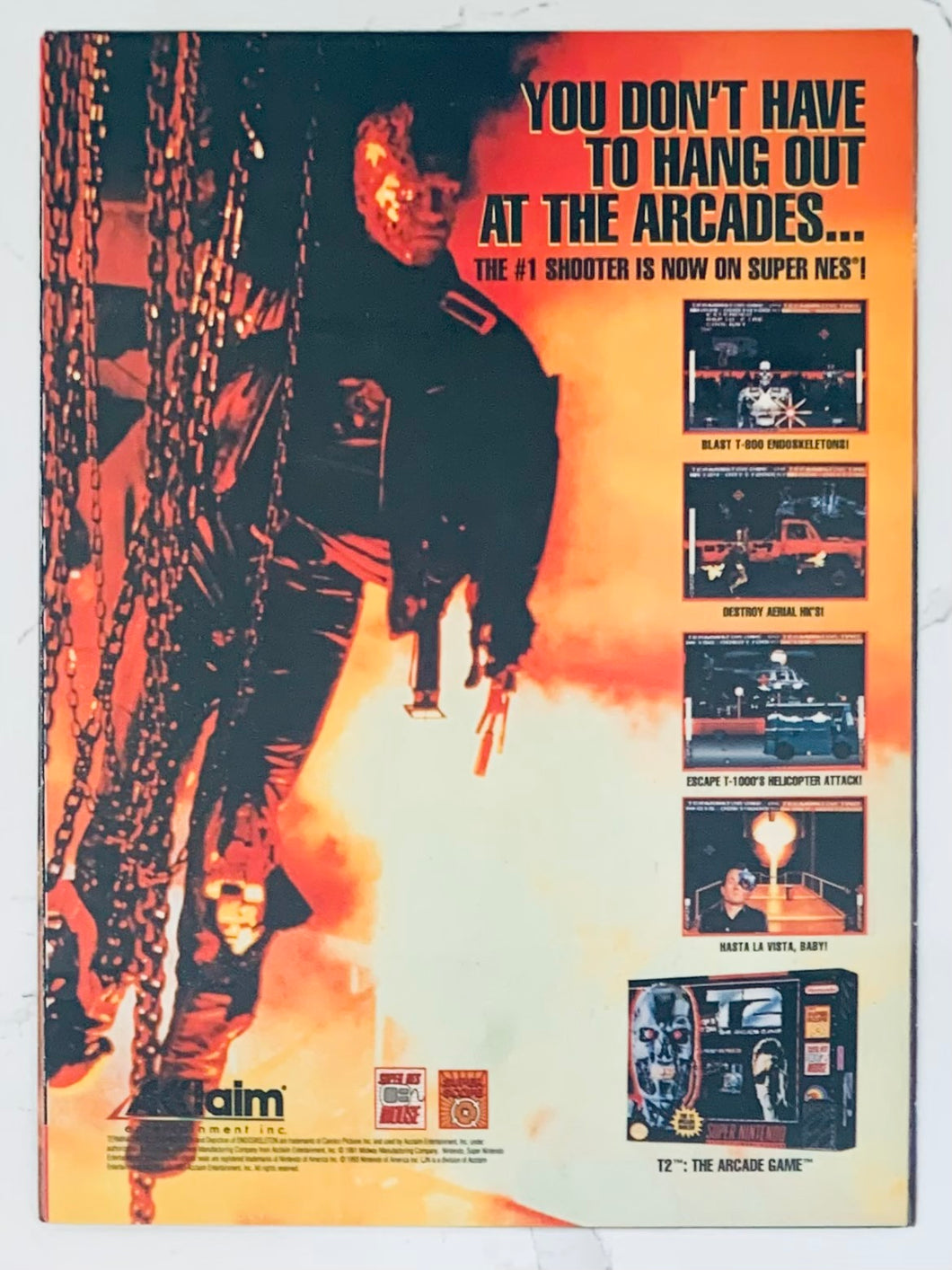 T2: The Arcade Game - SNES - Original Vintage Advertisement - Print Ads - Laminated A4 Poster