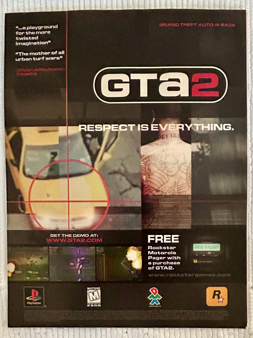 Grand Theft Auto GTA 2 - PlayStation - Original Vintage Advertisement - Print Ads - Laminated A4 Poster