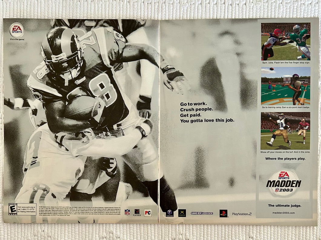 Madden 2003 - PS2 NGC Xbox PC GBA - Original Vintage Advertisement - Print Ads - Laminated A3 Poster