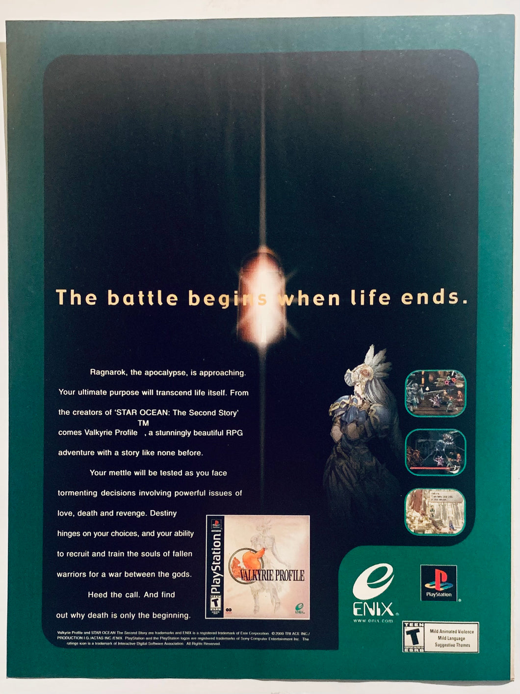 Valkyrie Profile - PlayStation - Original Vintage Advertisement - Print Ads - Laminated A4 Poster