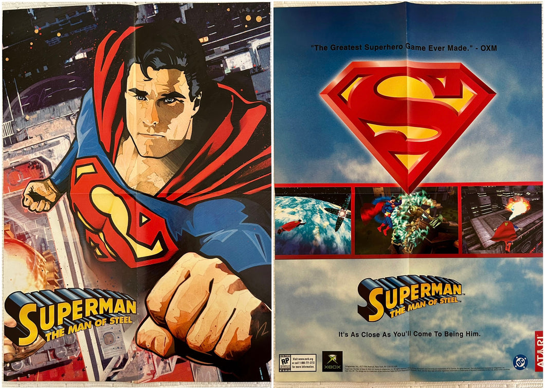 Superman: The Man of Steel - Xbox - Vintage Double-sided Poster - Promo