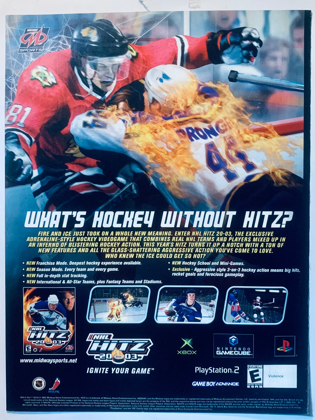 NHL Hitz 2003 - PS2 NGC Xbox - Original Vintage Advertisement - Print Ads - Laminated A4 Poster