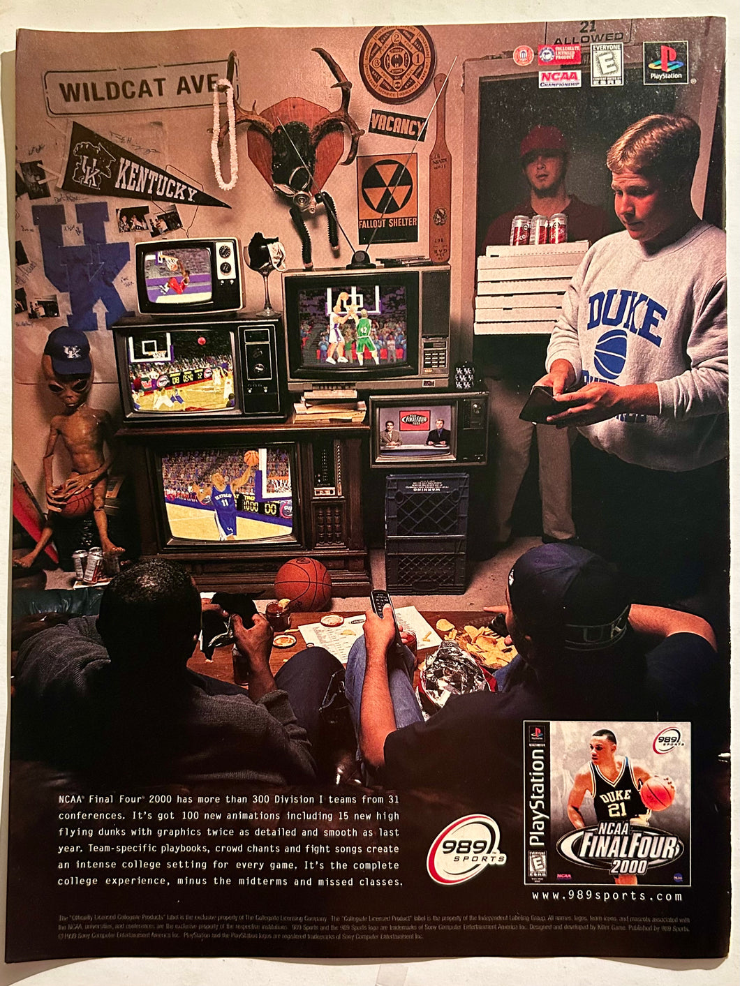 NCAA Final Four 2000 - PlayStation - Original Vintage Advertisement - Print Ads - Laminated A4 Poster