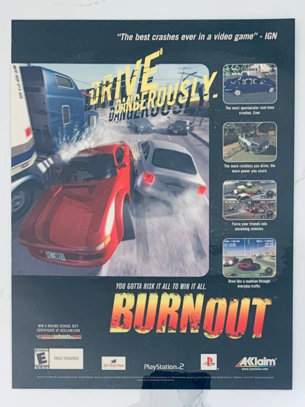 Burnout - PS2 - Original Vintage Advertisement - Print Ads - Laminated A4 Poster