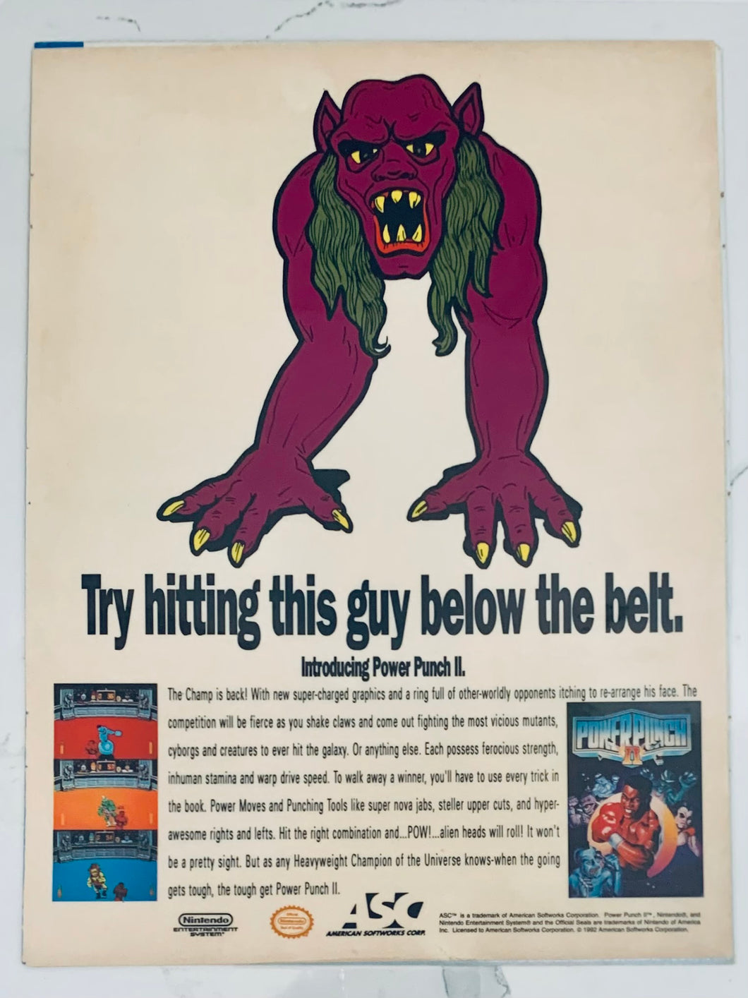 Power Punch II - NES - Original Vintage Advertisement - Print Ads - Laminated A4 Poster