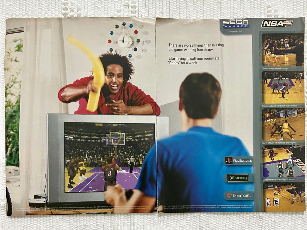 NBA 2K2 - Dreamcast PS2 Xbox - Original Vintage Advertisement - Print Ads - Laminated A3 Poster