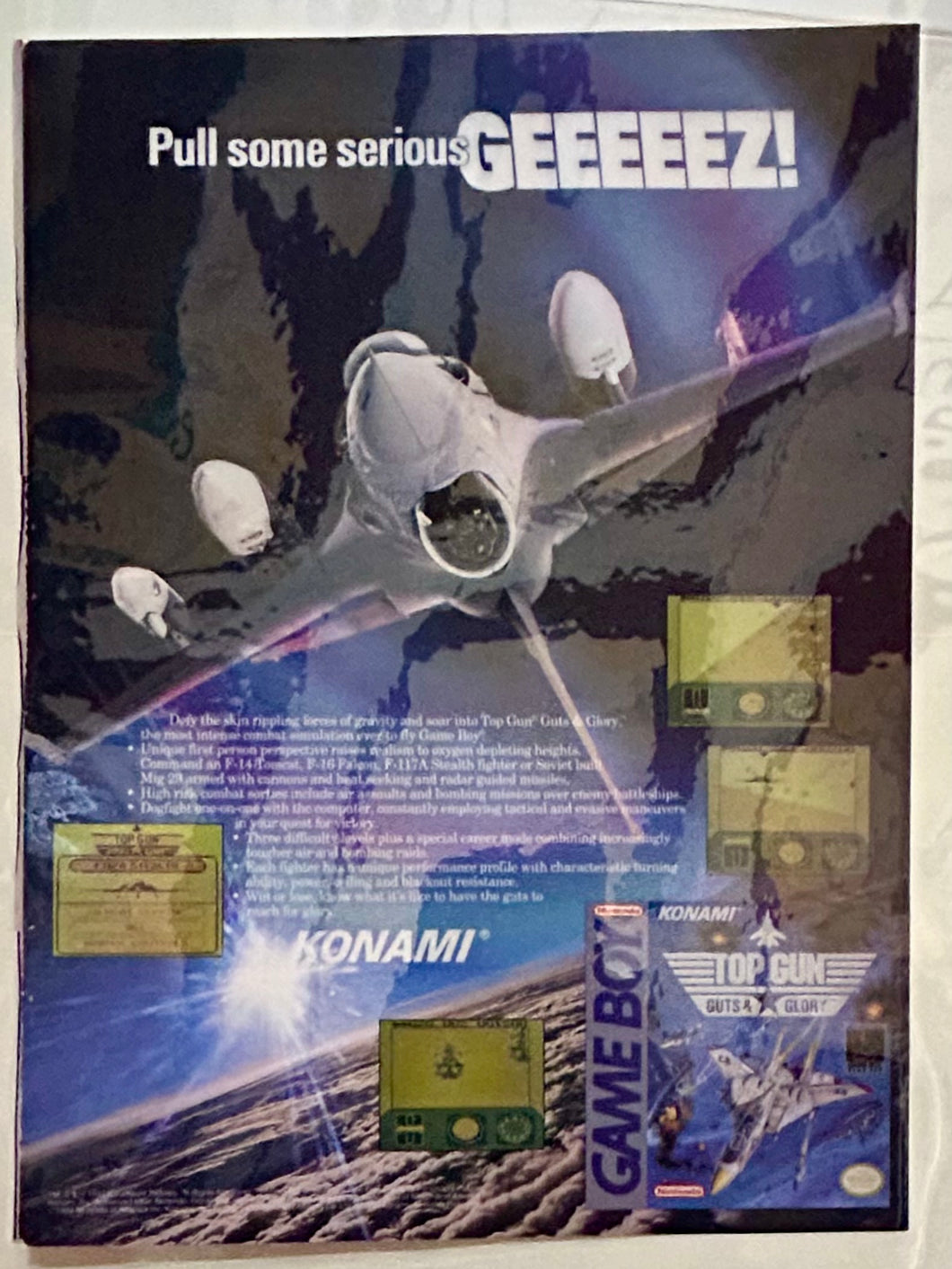 Top Gun: Guts and Glory - GameBoy - Original Vintage Advertisement - Print Ads - Laminated A4 Poster