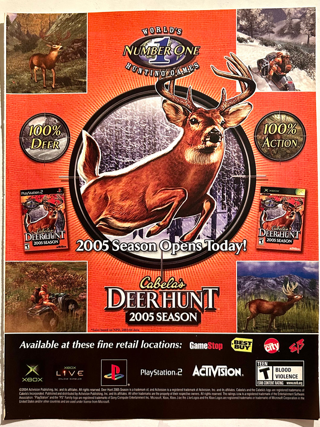 Cabela’s Deer Hunt 2005 Season - PS2 Xbox - Original Vintage Advertisement - Print Ads - Laminated A4 Poster