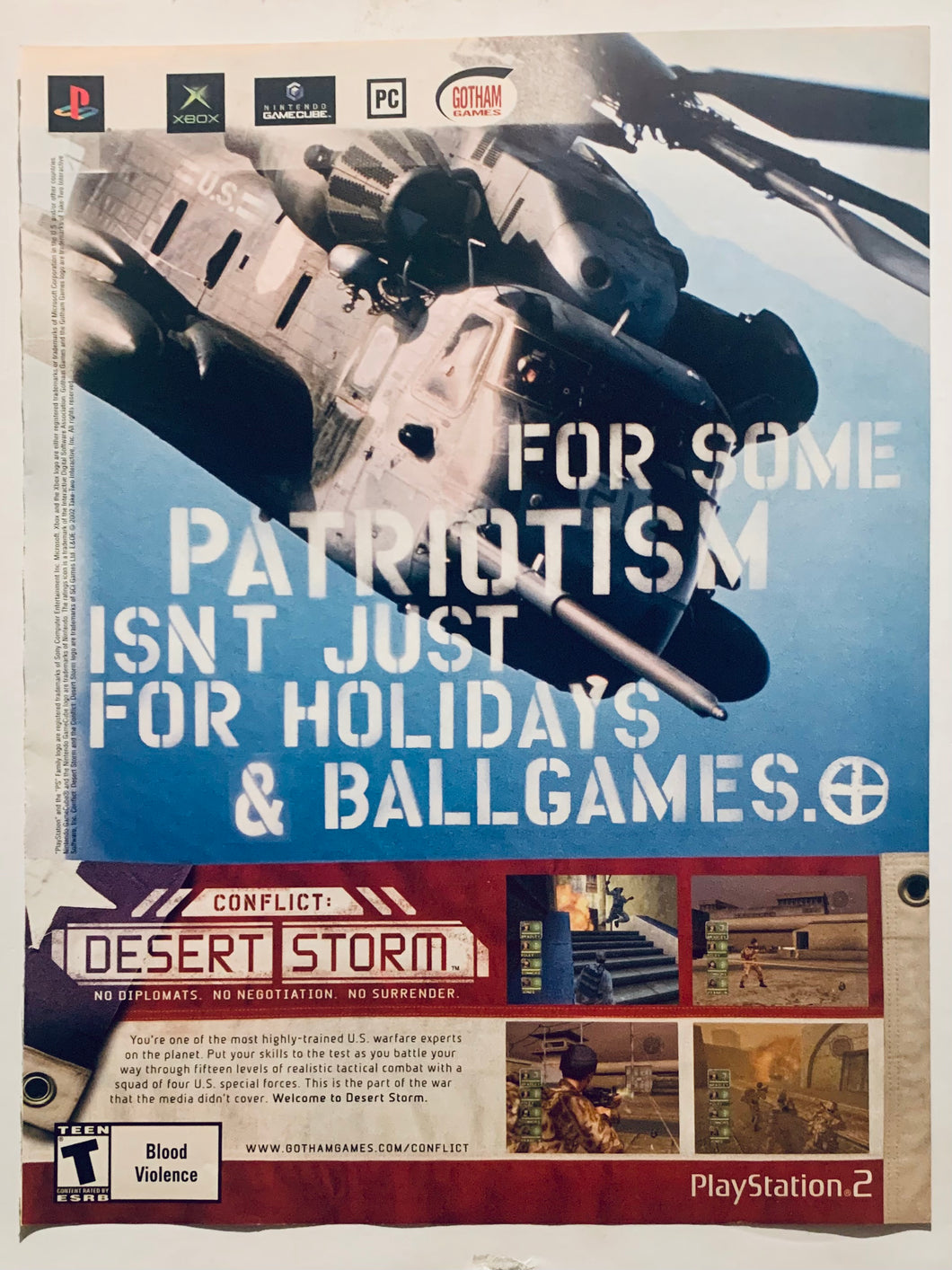 Conflict: Desert Storm - PS2 NGC Xbox PC - Original Vintage Advertisement - Print Ads - Laminated A4 Poster