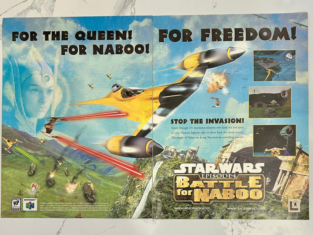 Star Wars: Episode I: Battle for Naboo - N64 - Original Vintage Advertisement - Print Ads - Laminated A3 Poster