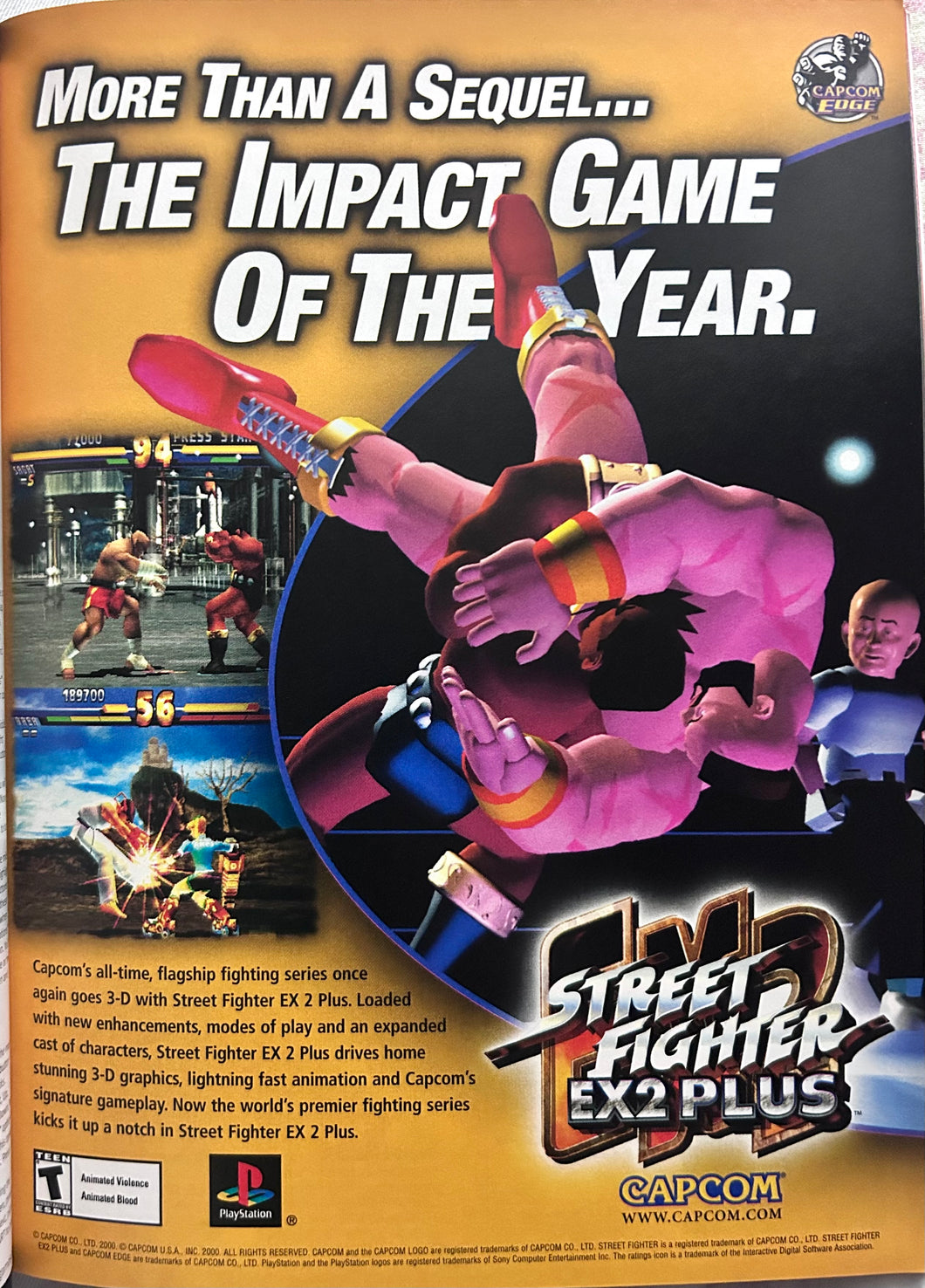 Street Fighter EX 2 Plus - PlayStation - Original Vintage Advertisement - Print Ads - Laminated A4 Poster