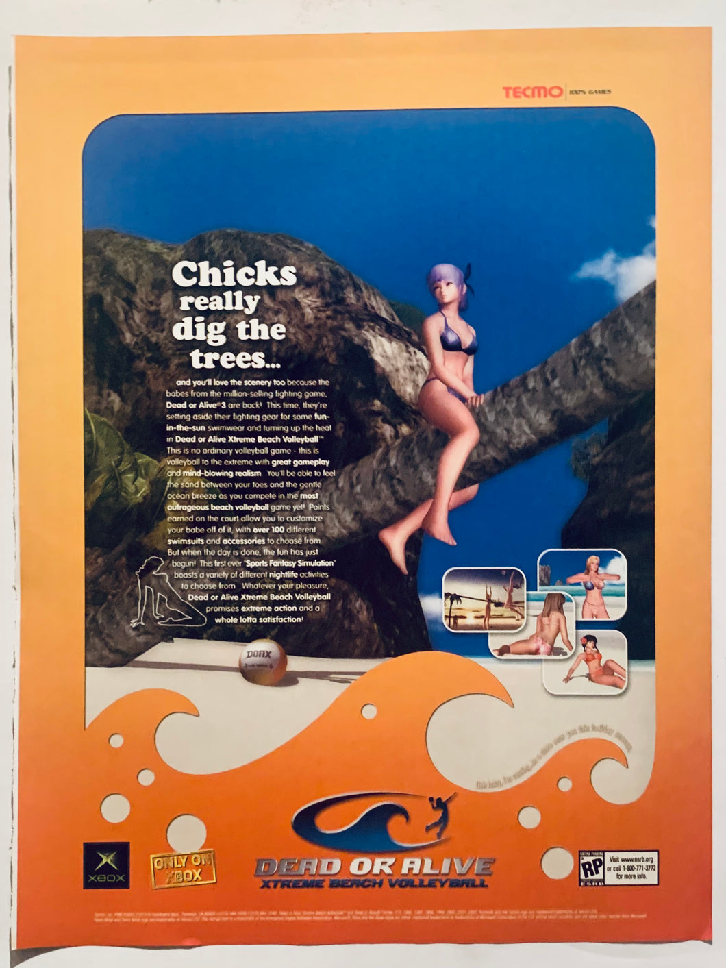 Dead or Alive: Xtreme Beach Volleyball - Xbox - Original Vintage Advertisement - Print Ads - Laminated A4 Poster