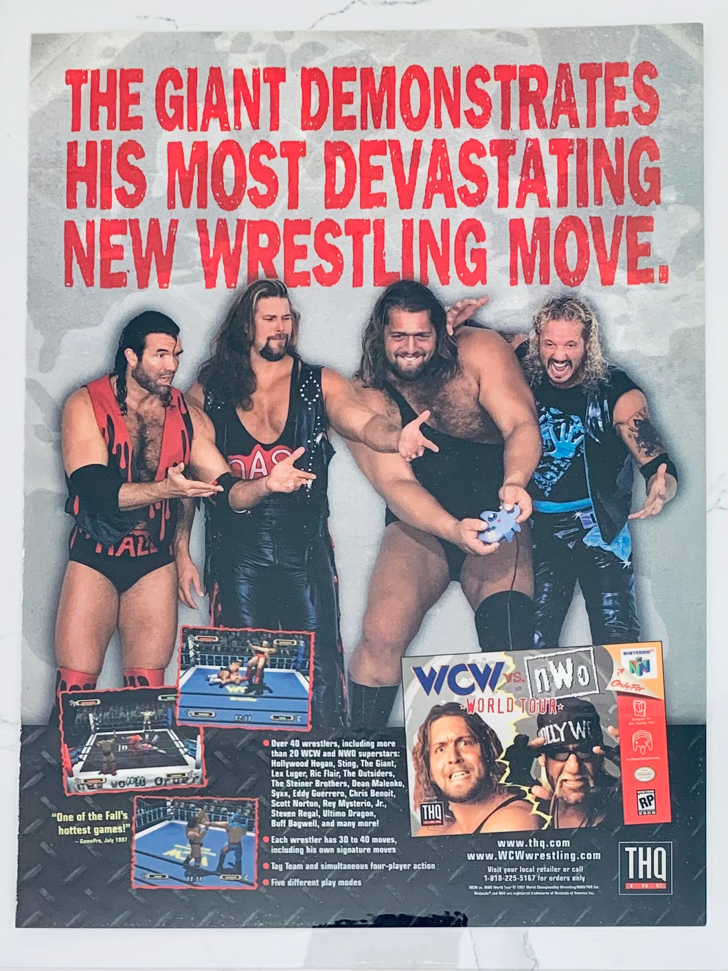 WCW vs. NWO World Tour - N64 - Original Vintage Advertisement - Print Ads - Laminated A4 Poster