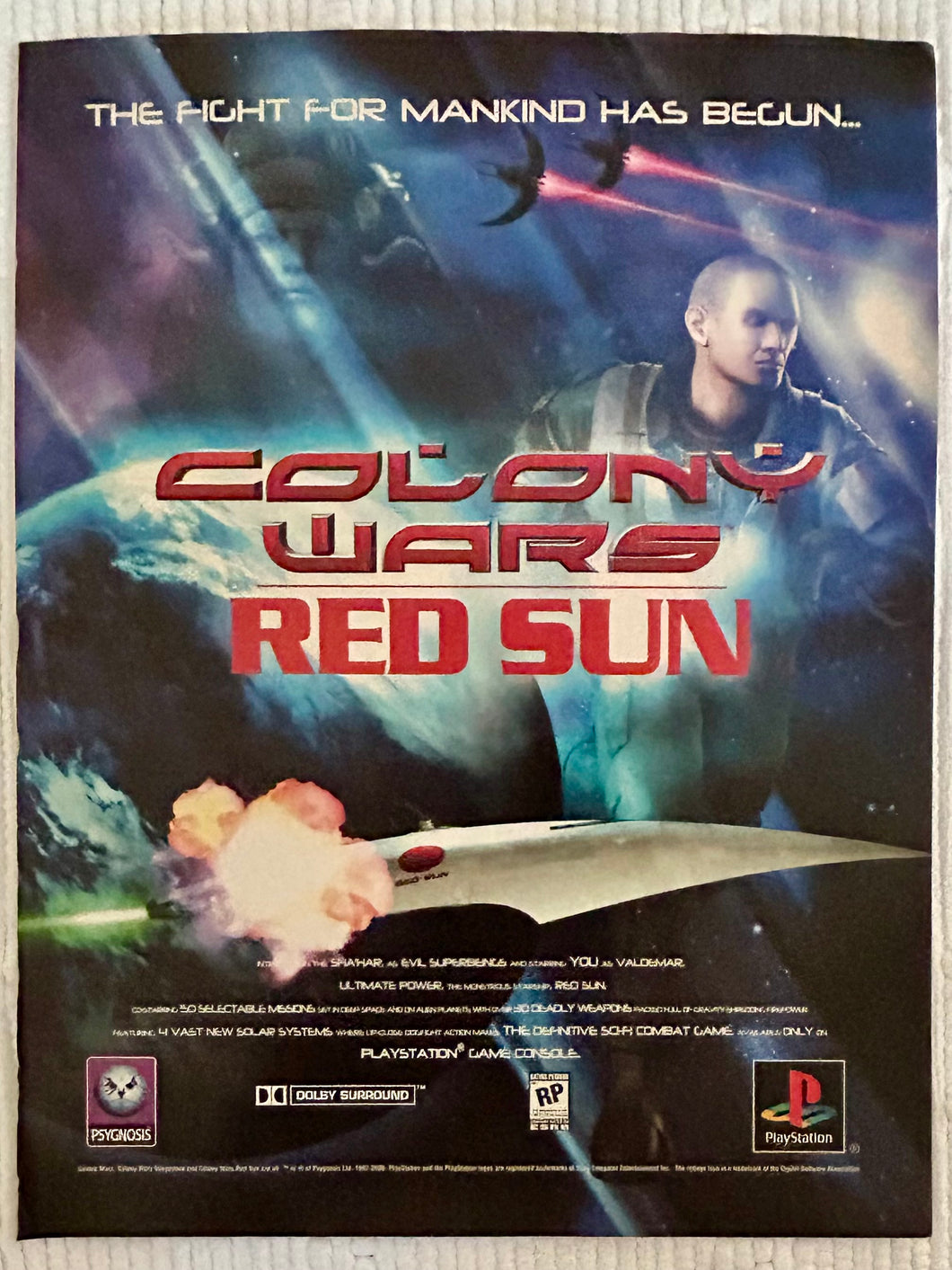 Colony Wars: Red Sun - PlayStation - Original Vintage Advertisement - Print Ads - Laminated A4 Poster