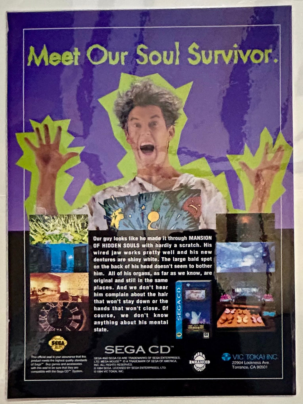 Mansion of Hidden Souls - SEGA CD - Original Vintage Advertisement - Print Ads - Laminated A4 Poster