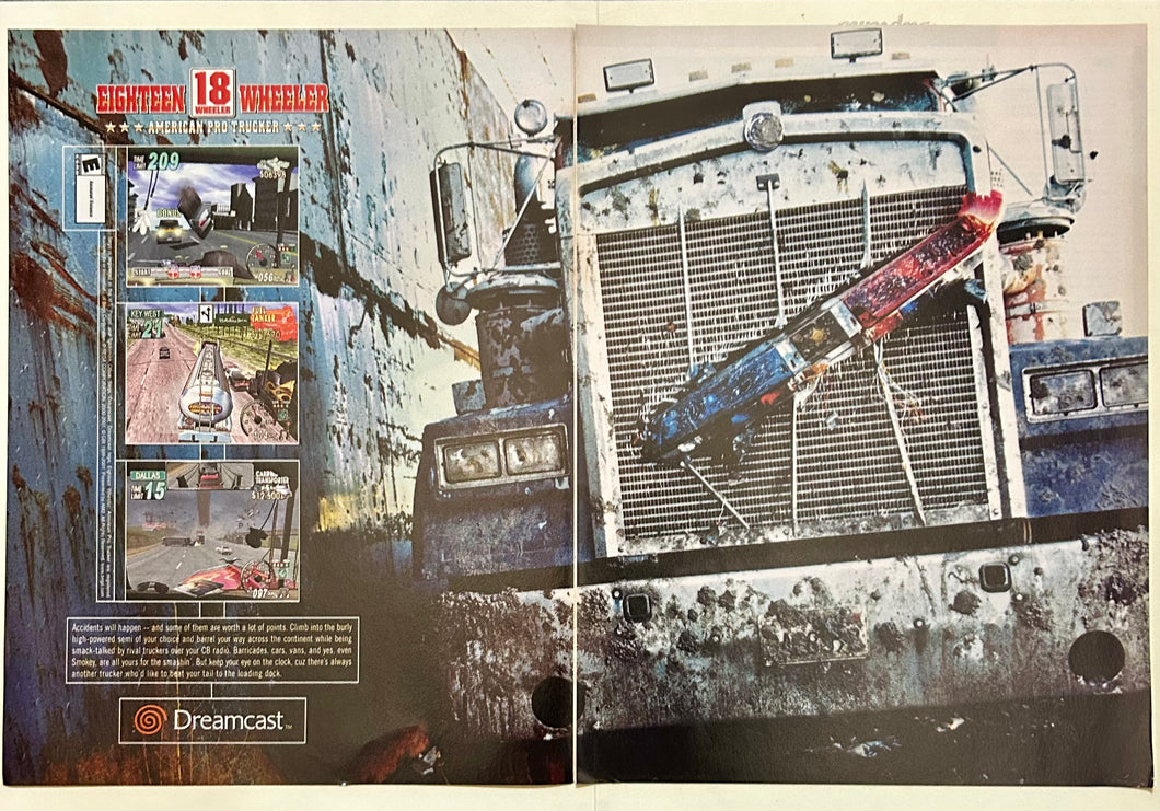 Eighteen 18 Wheeler - Dreamcast - Original Vintage Advertisement - Print Ads - Laminated A3 Poster
