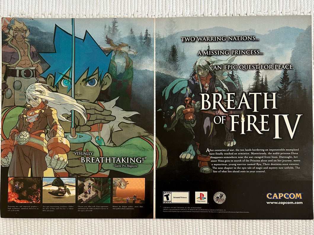 Breath of Fire IV - PlayStation - Original Vintage Advertisement - Print Ads - Laminated A3 Poster