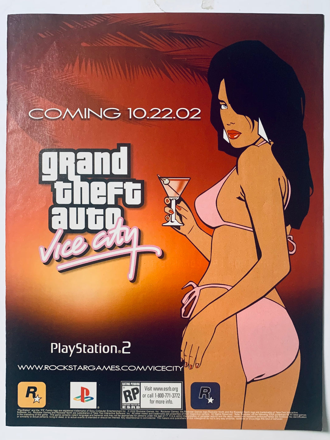 Grand Theft Auto: Vice City - PS2 - Original Vintage Advertisement - Print Ads - Laminated A4 Poster