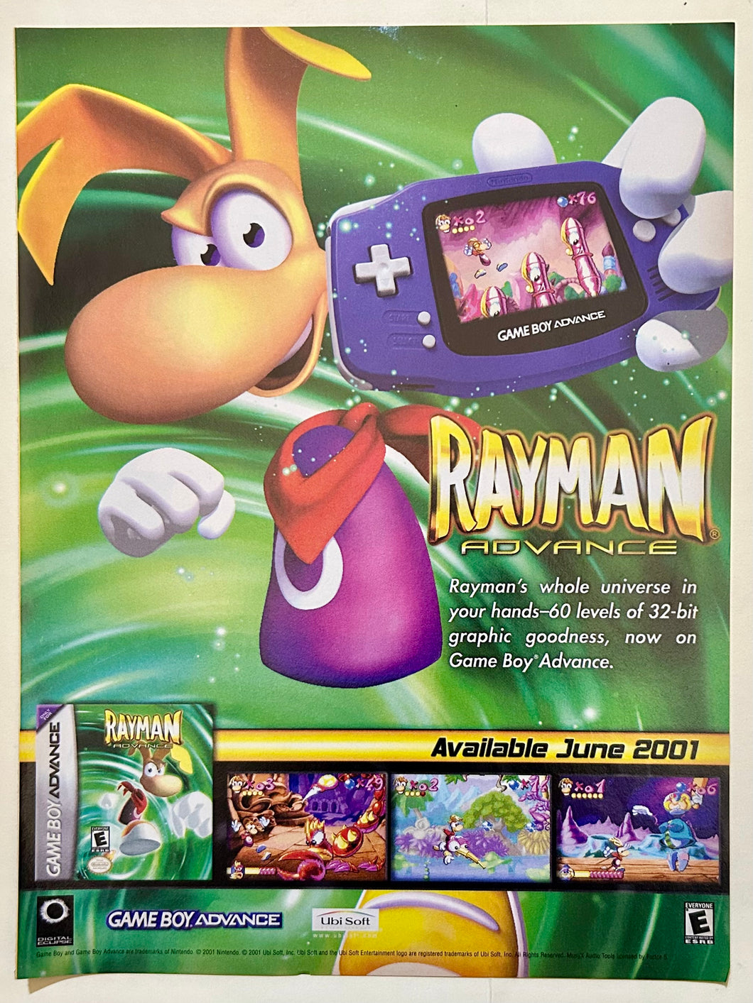 Rayman Advance - GBA - Original Vintage Advertisement - Print Ads - Laminated A4 Poster