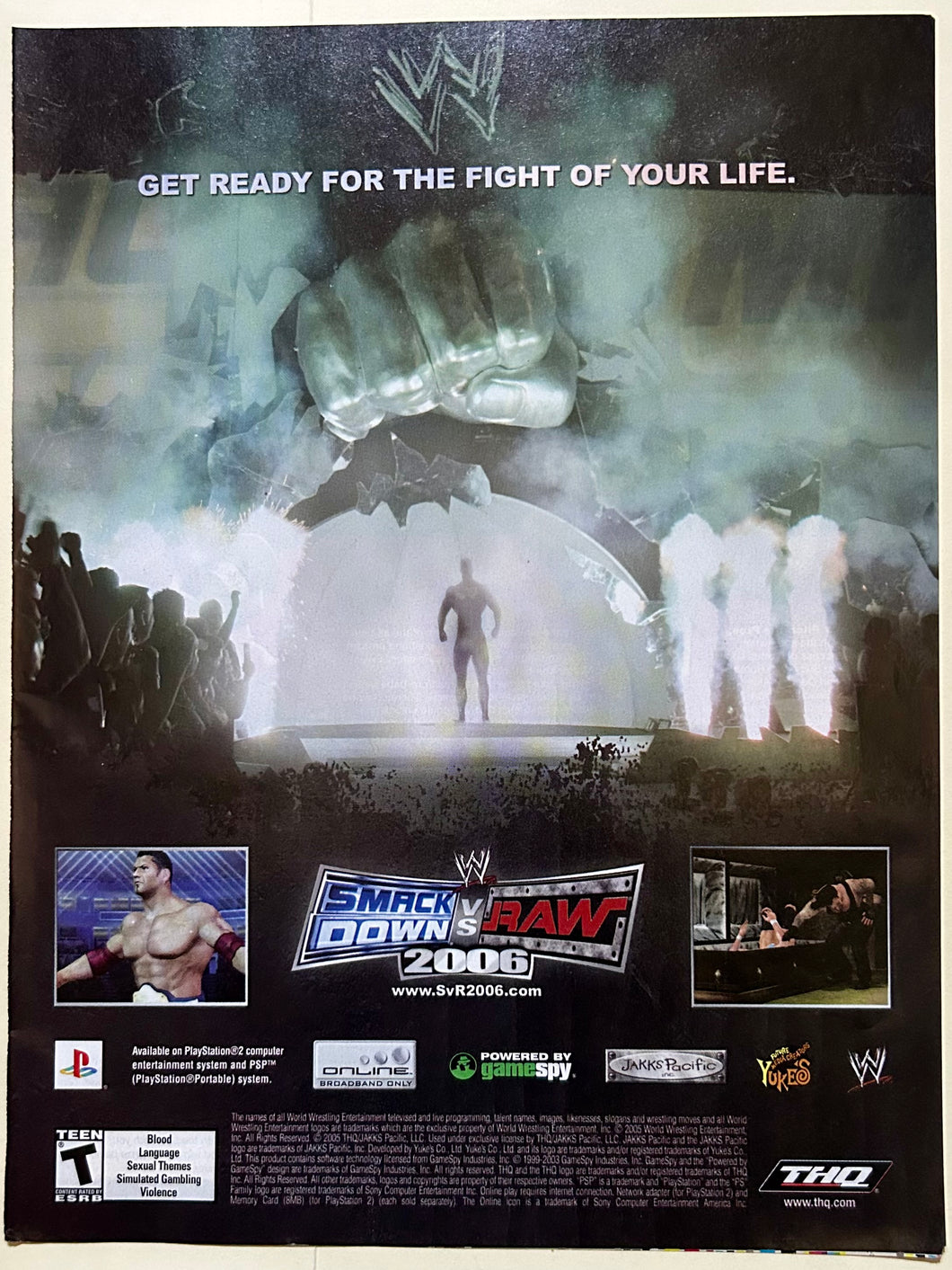 WWE SmackDown! vs. Raw 2006 - PS2 - Original Vintage Advertisement - Print Ads - Laminated A4 Poster