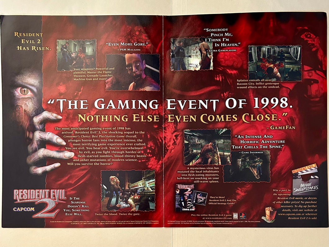 Resident Evil 2 - PlayStation - Original Vintage Advertisement - Print Ads - Laminated A3 Poster