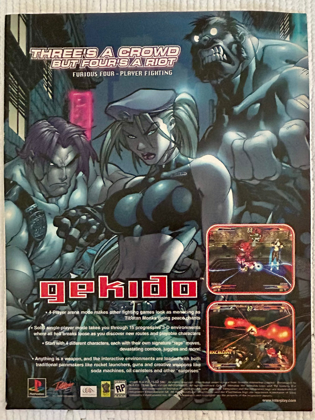 Gekido - PlayStation - Original Vintage Advertisement - Print Ads - Laminated A4 Poster