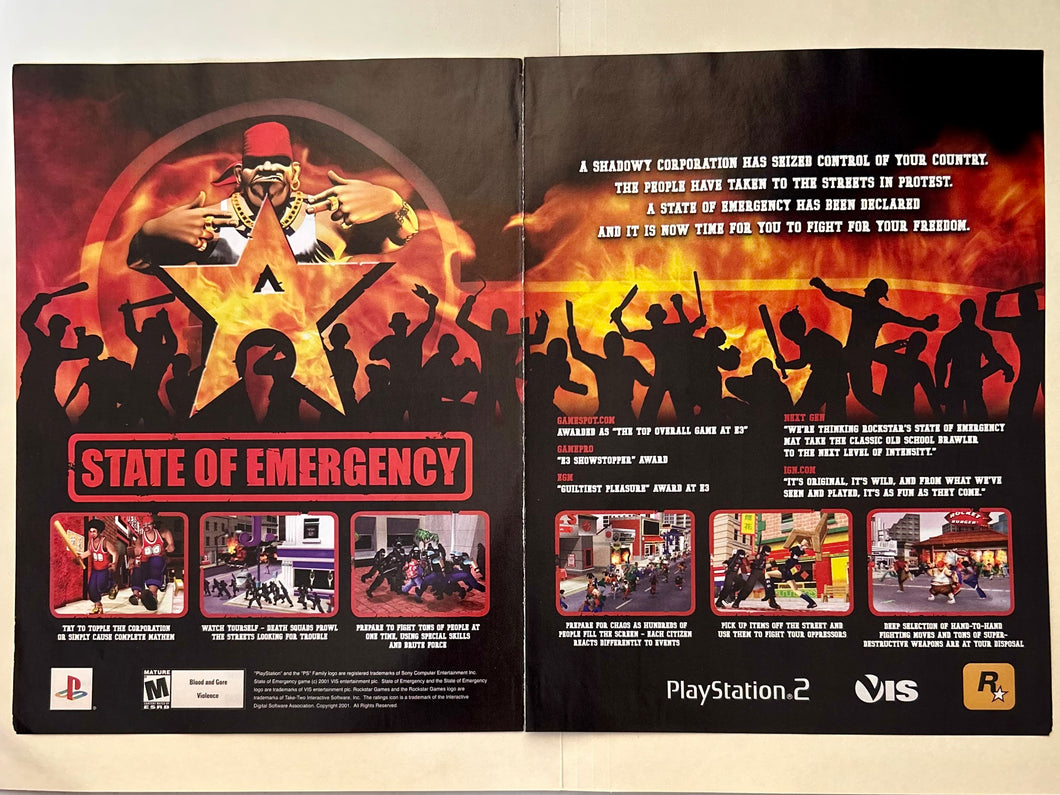 State of Emergency - PS2 - Original Vintage Advertisement - Print Ads - Laminated A3 Poster