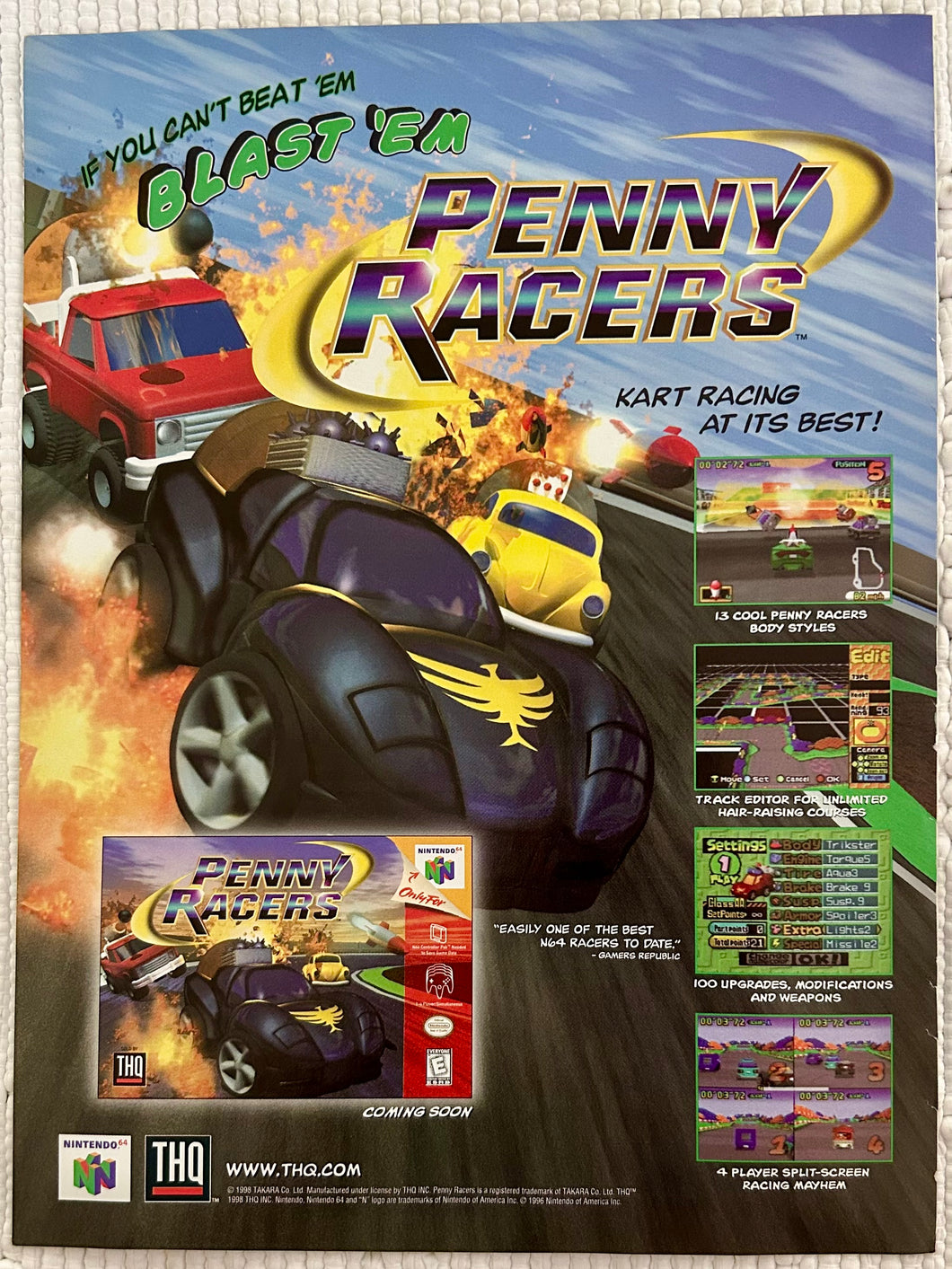 Penny Racers - N64 - Original Vintage Advertisement - Print Ads - Laminated A4 Poster