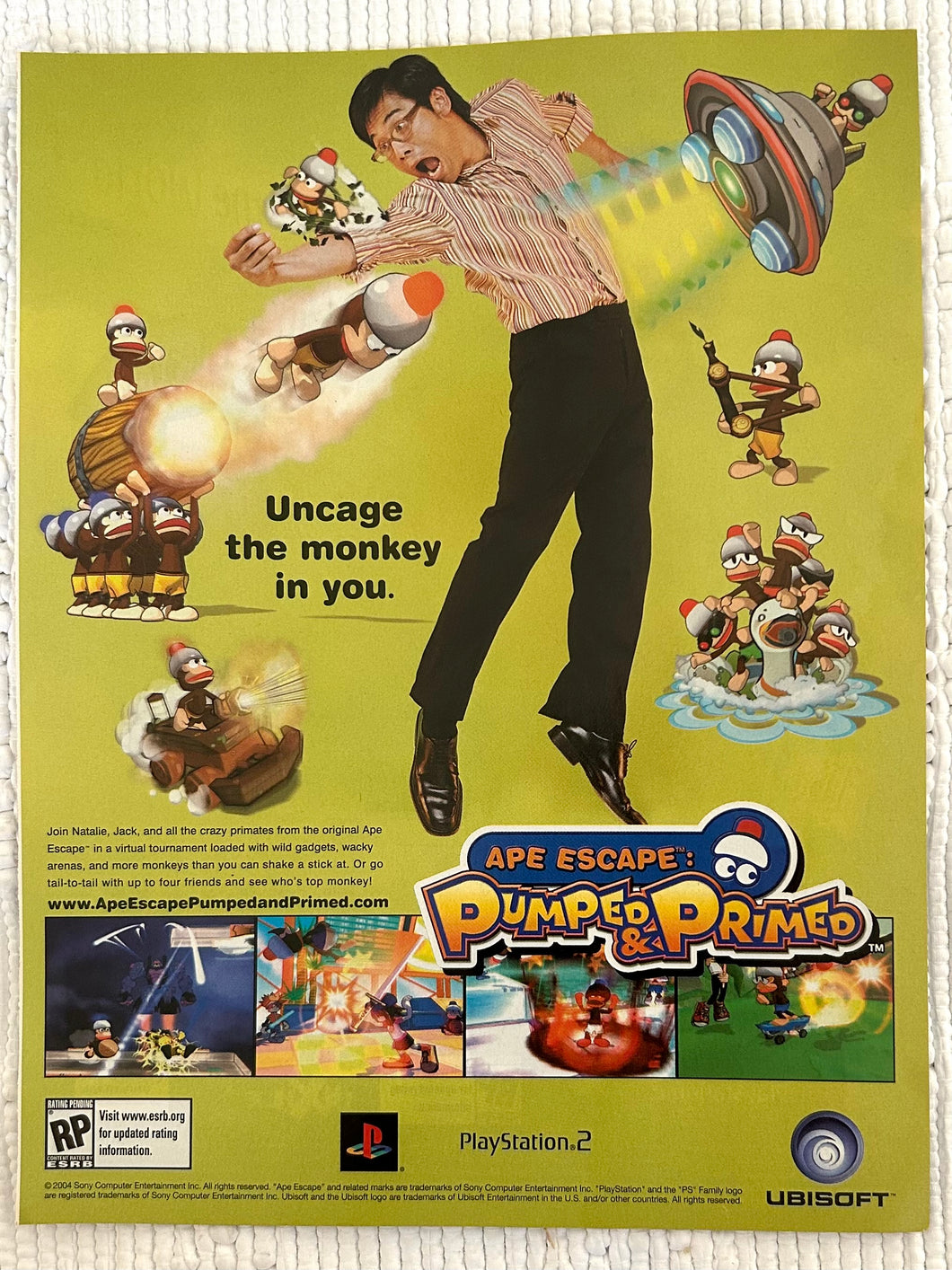 Ape Escape: Pumped & Primed - PS2 - Original Vintage Advertisement - Print Ads - Laminated A4 Poster